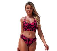 Bikini Cuello Halter,Traje de baño Tankini con Estampado Floral Bikini de Dos Piezas Separado