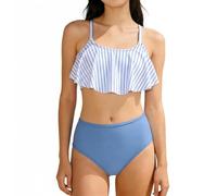Bikini de 2 Piezas para niñas, con Volantes, Tirantes Ajustables, Traje de baño para niñas de 7 a 16 años, Secado rápido, Playa y Piscina en Verano.