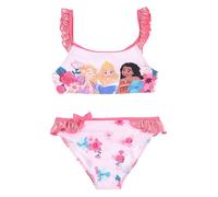 Bikini de Baño Princesas Disney para Niñas y Chicas, con Volantes y Decoraciones Florales, fucsia, 8 años