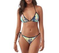 Bikini de dos piezas para mujer, suave, liso, diseño de castillo de cuento de hadas para playa, piscina y surf, Negro, S