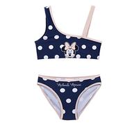 Bikini de Minnie Mouse para Niña - Azul y Rosa - Talla 10 Años - Tejido de Secado Rápido - Bikini con Cintura Elástica - Estampado de Minnie con Lunares Blancos - Producto Original Diseñado en España