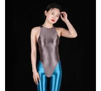 Bikini de mujer brillante de moda diseñado para ser llamativo durante las salidas de verano (L gris café)