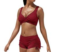 Bikini Deportivo Mujer Bikinis Mujer Braga Alta Bañador Dos Piezas Camuflaje Surf Señora Conjunto Bikini Talle Alto Bañadores Deportivos Mujer Natacion Trajes de Baño Mujer Tallas Grandes Rojo L