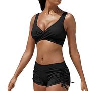 Bikini Deportivo Mujer Bikinis Mujer Braga Alta Bañador Dos Piezas Camuflaje Surf Señora Conjunto Bikini Talle Alto Bañadores Deportivos Mujer Natacion Trajes de Baño Mujer Tallas Grandes Negro S