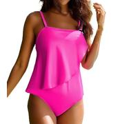 Bikini Deportivo Mujer Braga Bikini Negro Talle Solid Color Double Layered Women's Swimsuit Multi Color Split Swimsuit Sujetador Reductor Bañador Mujer 2026 (Hot Pink XXL)