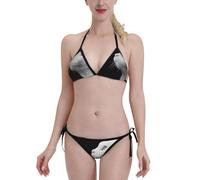 Bikini Dos Piezas Gato Blancos Mirando A Lo Lejos (Impreso) Bañadores Deportivos Triangulares Tirantes Trajes De Baño Ajustable