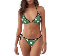 Bikini Estampado De Fútbol Vikinis Triángulo Traje De Baño Mujer Conjuntos De Bikinis para Beach Verano Vacaciones XL