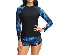 Bikini Manga Larga Neopreno Mujer Ropa De Baño Traje con Short Bañadores Dos Piezas Buceo Bañador Deportivo Proteccion Solar Bathing Suit for Women Natacion Swimsuit Bronceador Ligero Secado Rapido