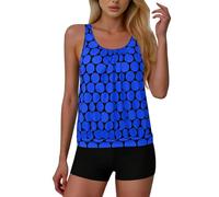 Bikini Menstrual Niña, Tankini Elegante Con Efecto Push Up Para Mujer Traje De Baño Elegante Con Control De Abdomen Top Y Braguitaestampadolunares Conjuntobañodos Piezastalle Alto Trajebaño Ligero