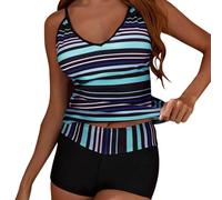 Bikini Mujer Baño Bikini Talla Grande Braga Alta Tankini A Sin Espalda para Mujer Traje de Baño Dividido Junto Al Mar Conservador Traje Sujetador Talla Grande (Blue XL)