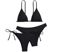 Bikini Mujer Bikinis 2026 Tanga Traje Baño Vestido Playero Verano Brasileño Braguitas Talle Alto Viquinis Conjunto Micro Brasileños Bañador Marron Parte De Arriba 2 Piezas Trikinis Tankini Negro M
