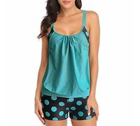 Bikini Mujer Braga Alta BañAdor Deportivo Conjunto de Tankini de Talla Grande con Estampado Lunares para Mujer, Traje baño Piezas con Tiras en la Micro Bikini Trajes BañO (Sky Blue, S)