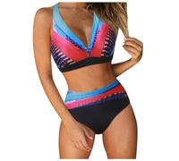 Bikini Mujer Braga Alta Push Up - Bikinis Para Mujer Cuello En V Brasileño Reductor Pecho Traje De Baño 2 Piezas Biquini Con Aros Swimwear Halter Bañadores Sujetador und Culotte Natacion Playa Piscina