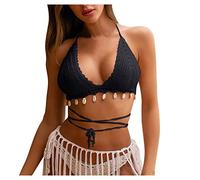 Bikini Mujer BrasileñO Talla Grande Deportivo Ahueca hacia Fuera el Traje de baño de Top Sexy Nueva Concha Bikini Mujer Tejido a Mano Trajes baño Ropa Bikinis Tallas Grandes (Black, M)