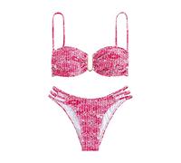 Bikini Mujer con Braga Bikini Reductor Barriga de Traje de Baño para Mujer Traje Baño Dividido Triangular Sexy Parte Arriba Sujetador con (Pink M)