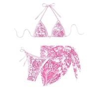 Bikini Mujer, Conjunto De Traje De BañO Tankini con Cuello Y Estampado Floral para Mujer Bikini Sexy Sin Espalda para Playa Piscina Fiesta Verano Y Primavera