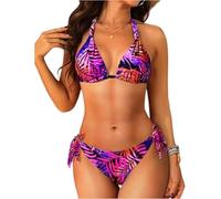 Bikini Mujer Cuello En V - Ropa Mujer Verano Bikinis Casual Viaje, Traje De Baño De Dos Piezas Cómodos Elegante Swimwear Surf Aguas Termales Púrpura L