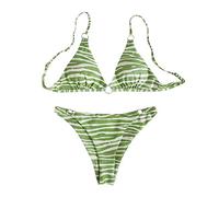 Bikini Mujer Deportivo Bikini Asimetrico Mujer Traje de Baño Up Al Estampado Traje de Baño Playa Conjunto Acolchado Trajes Reductor (Green XL)