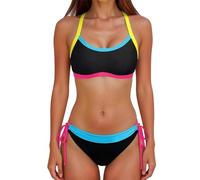 Bikini Mujer Parte De Arriba Bañadores Vintage Conjunto De Bikini Cintura Alta para Mujer Traje Baño Piezas Bañador Corte Alto Que Estiliza Traje Baño Talla Grande (Black S)