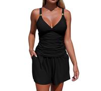 Bikini Mujer Pecho Grande Bikini Tallas Grandes Trajes de Baño Tankini para Mujer Trajes de Baño Tankini Piezas Top Gráfico con Swimming Costume Women Parte (Black S)