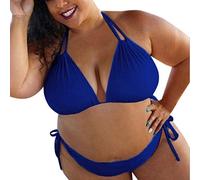 Bikini Mujer Push Up Verano Bikinis Triangular Curvy Cuello en V Bañadores Conjuntos Halter Reductor Talla Grande Bañador Dos Piezas Moda Braga Alta Liso Traje de Baño Brasileño Sexy Playa