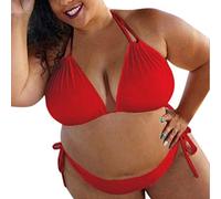 Bikini Mujer Push Up Verano Bikinis Triangular Curvy Cuello en V Bañadores Conjuntos Halter Reductor Talla Grande Bañador Dos Piezas Moda Braga Alta Liso Traje de Baño Brasileño Sexy Playa