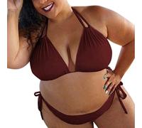 Bikini Mujer Push Up Verano Bikinis Triangular Curvy Cuello en V Bañadores Conjuntos Halter Reductor Talla Grande Bañador Dos Piezas Moda Braga Alta Liso Traje de Baño Brasileño Sexy Playa