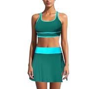 Bikini Mujer Set Empujar hacia Arriba Conjunto De Traje De Baño Dividido con Falda Deportiva Playa para Mujer Tendencias 2026 Bañadores Tallas Grandes Arena Bañador (Dark Green, L)