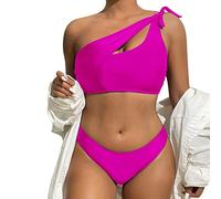Bikini Mujer Talla Grande Bikini Talle Reductor 2026 Nuevo Traje de Baño Split Un Hombro Tamaño Ajustable Bikinis Menstrual Bañador Mujer Palabra de Honor (Purple S)