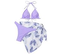Bikini Mujer Tanga Brasileño - Triquini De Mujer Triangulo Sexy Halter Vikinis para Mujeres con Soporte De Falda Bikinis Cuello En V Traje De Baño Estampado Floral Biquini Playa Swimwear