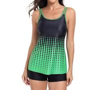 Bikini Natacion Mujer Bikini Sin Tirantes Mujer Women's Spring Summer Gradient Flat Angle Split Set Biquini 2026 Bañador Talla Grande (Green M)