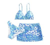Bikini niña 140, traje de baño de verano ajustable tirantes finos estampado flor de cerezo 3 piezas conjunto de bikini niños adolescentes 3 piezas verano playa traje de baño traje de baño traje de