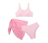 Bikini Niña,Mis Pedidos Traje de Baño de Tres Piezas para Niñas Crop Top y Braga Bikini de Natación Bañadores con Falda para para Cubrir La Playa Lindo Ropa de Playa para Piscina Surf 8-12 Años