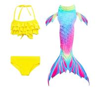 Bikini Niña Piscina 3 Piezas Sirenita Cosplay Con Cola Para Verano