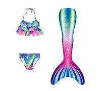 Bikini Niña Piscina 3 Piezas Sirenita Cosplay Con Cola Para Verano