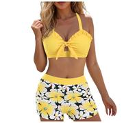 Bikini Pantalon Mujer Traje De Baño De 2 Piezas para Mujer, Bikini Cintura Alta, Traje Baño con Barriga Swimsuit Women Modelador Braguitas Estilo Boho para La Playa Bañadores Playa