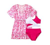 Bikini para adolescentes y niñas, 3 piezas, conjuntos de bikini para niñas, traje de baño de un solo color con correas de hombro ajustables, parte superior de bikini triángulo y faldas cortas