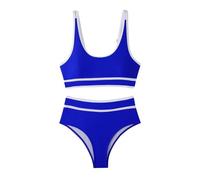 Bikini para Mucho Pecho Bikini con Relleno Mujer Mujer Sexy Tallas Grandes Cómodo Dividido Playa Junto Al Mar con Sujetador Cojín Traje de Baño Braga Alta Reductora (Blue M)