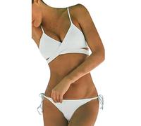 Bikini para Mucho Pecho Sujetador Bikini Negro Traje De Baño Up Sexy Sujetador Conjunto Vendaje Acolchado Traje De Baño Mujeres Braga Bañador Mujer Tallas Grandes Mujer Barata (White M)