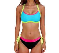 Bikini Push Up con Relleno Vestidos De Baño Mujer Conjunto De Bikini Cintura Alta para Mujer Traje Baño Piezas Bañador Corte Alto Que Estiliza Bañador Sexy Tankinis (Sky Blue M)
