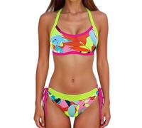 Bikini Push Up con Relleno Vestidos De Baño Mujer Conjunto De Bikini Cintura Alta para Mujer Traje Baño Piezas Bañador Corte Alto Que Estiliza Bañador Sexy Tankinis 2026 (Red S)