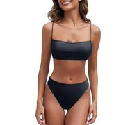 Bikini Que Deja Pasar El Bikini Palabra de Honor Bronceado A Través de Trajes Baño para Mujeres Bragas Mujer Altas Bikinis Tallas Grandes (Black XL)