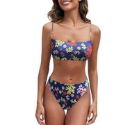 Bikini Que Deja Pasar El Bikini Palabra de Honor Bronceado A Través de Trajes Baño para Mujeres Bragas Mujer Altas Bikinis Tallas Grandes (Navy M)