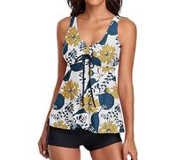 Bikini Que Deja Pasar El Sujetador Bikini Negro El Traje de Baño Femenino de Piezas Se Adapta A Print Tank Top con Boyshorts Trajes Swimming Reductor Barriga Braguitas Mujer (White XXL)