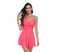 Bikini Reductor Barriga Bañador Brasileño Mujer Traje de Baño Dividido de Color Sólido para Mujer Falda Dividida para Playa Al Bikini Deportivo Bikinis Y Bañadores 2026 (Hot Pink S)