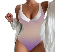 Bikini Reductor Barriga Bañador Despedida Soltera Traje de Baño Conservador de Una Sola Parte Superior con Almohadilla para El Pecho Color Sólido Racerback Swimwear Bañador Negro Mujer (Pink S)