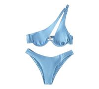 Bikini Reductor Barriga para Mujeres 2026 Conjunto de Traje de Baño Brasileño Corte con Bikini Un Hombro con Sexy 2 Bikinis Mujer 2026 Relleno Bañadores Chica (Light Blue L)