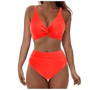 Bikini Reductor Pecho Mujer Bikinis Mujer Braga Alta Conjunto De Bikini Push Up Deportivo Cintura Alta Push Up Cuello En V Bañador Cintura Bikinis Set Ropa De Playa Traje Baño
