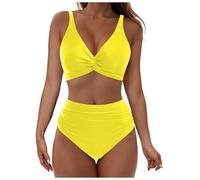 Bikini Reductor Pecho Mujer Bikinis Mujer Braga Alta Conjunto De Bikini Push Up Deportivo Cintura Alta Push Up Cuello En V Bañador Cintura Bikinis Set Ropa De Playa Traje Baño