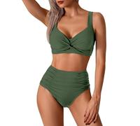 Bikini Secado Rapido Bikini Mujer Talla Grande Trendy Swimsuit For Women Deep V Neck Sexy Mesh Patchwork Monokini Comfy Breathable Bathing Suits Bikinis Mujer Reductores Braga (Green XL)